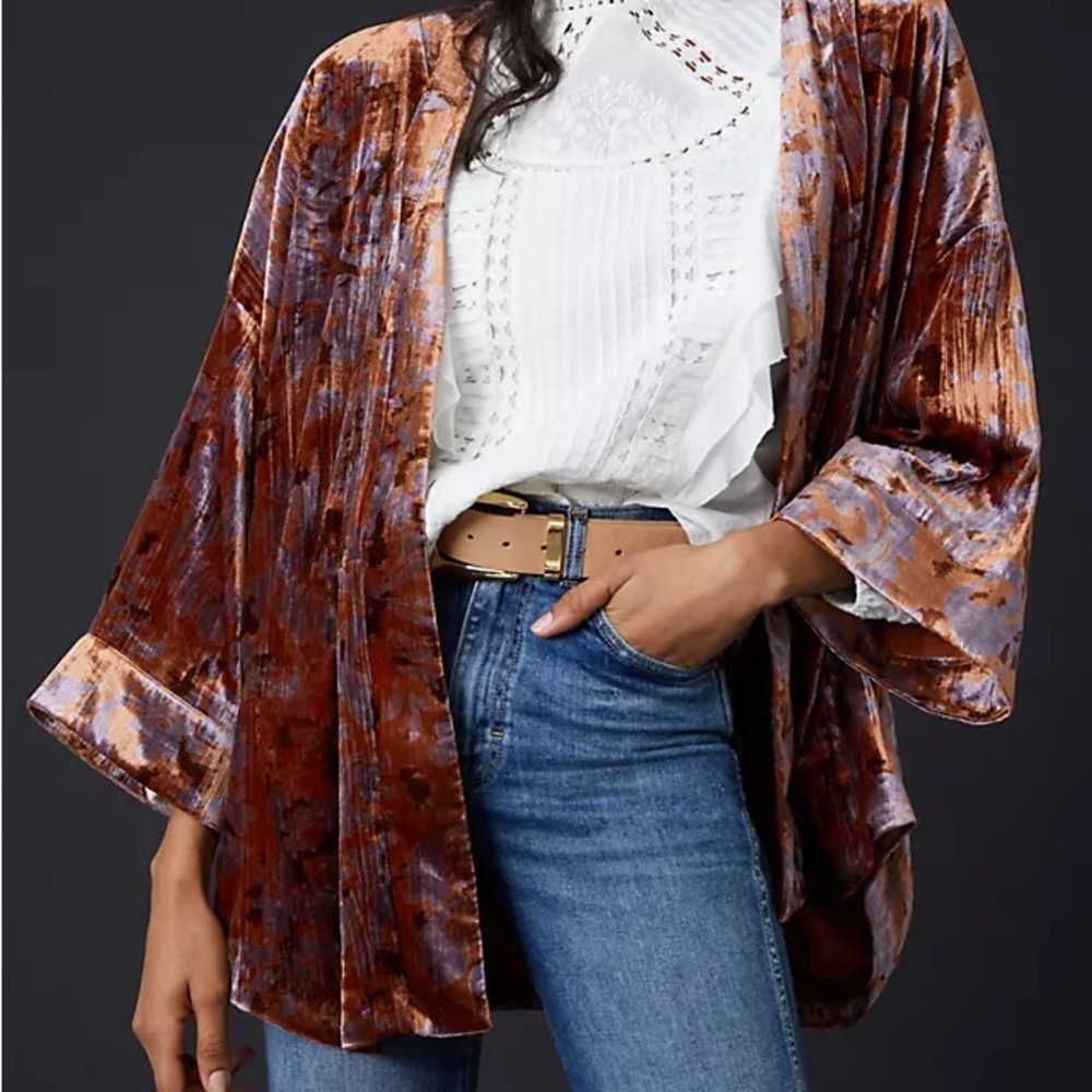 NWT Anthropologie Esme Velvet Jacket Kimono
